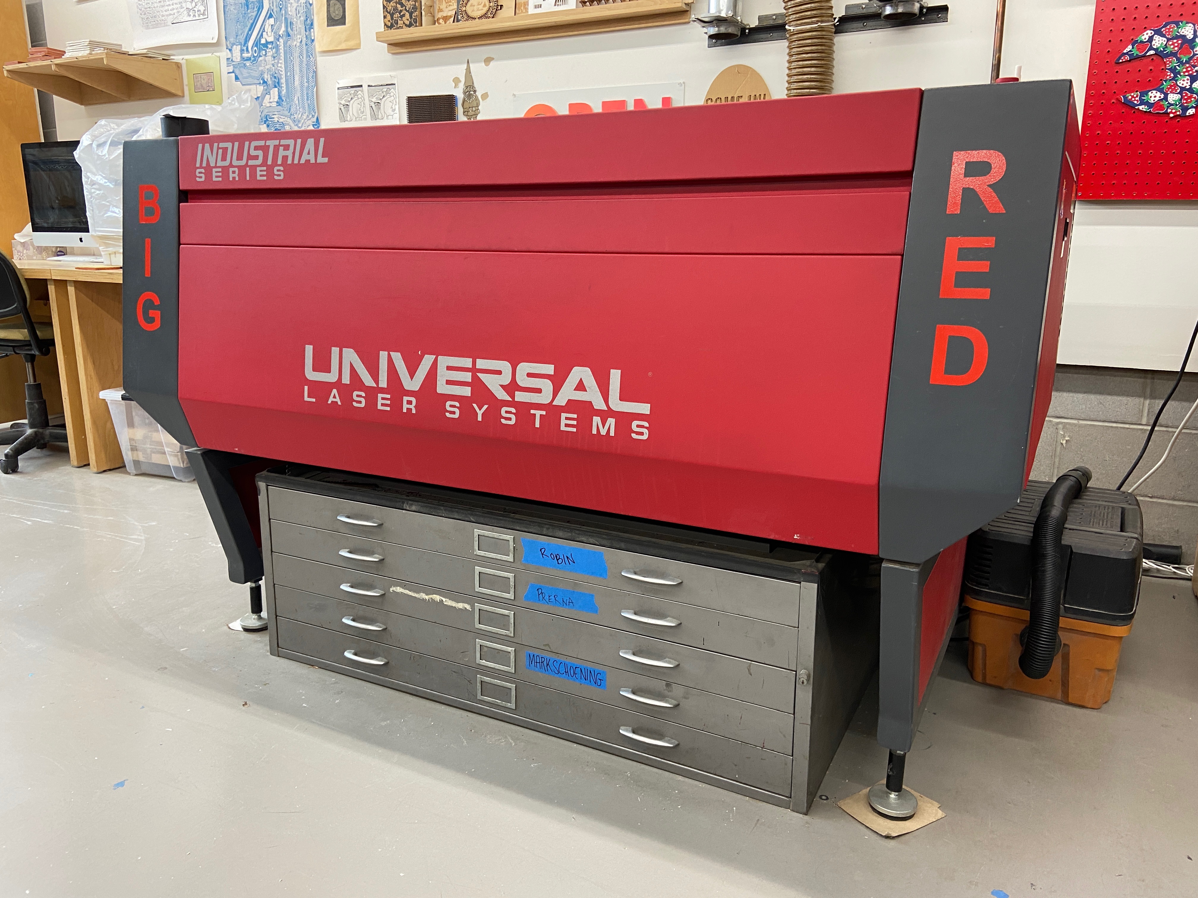 Image of the XYZ Lab's Big Red laser cutter
